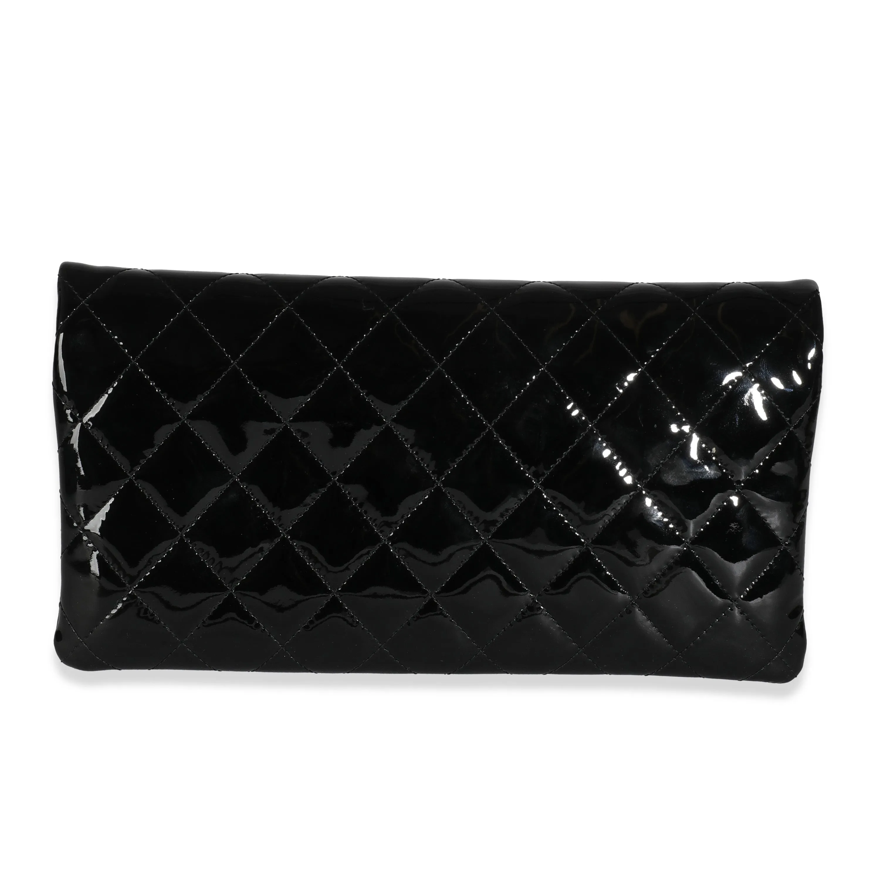 14B Black Quilted Patent Beauty CC Flap Clutch