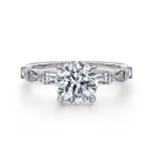 14K W Gold 0.38ctw G/VS2 Baguette and Round Diamond Mounting