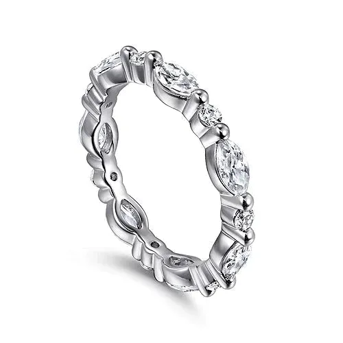 14K W Gold 1.10tw Marquise and Round Diamond Eternity Band