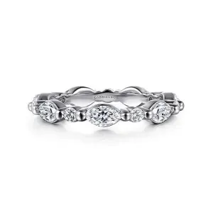 14K W Gold 1.10tw Marquise and Round Diamond Eternity Band