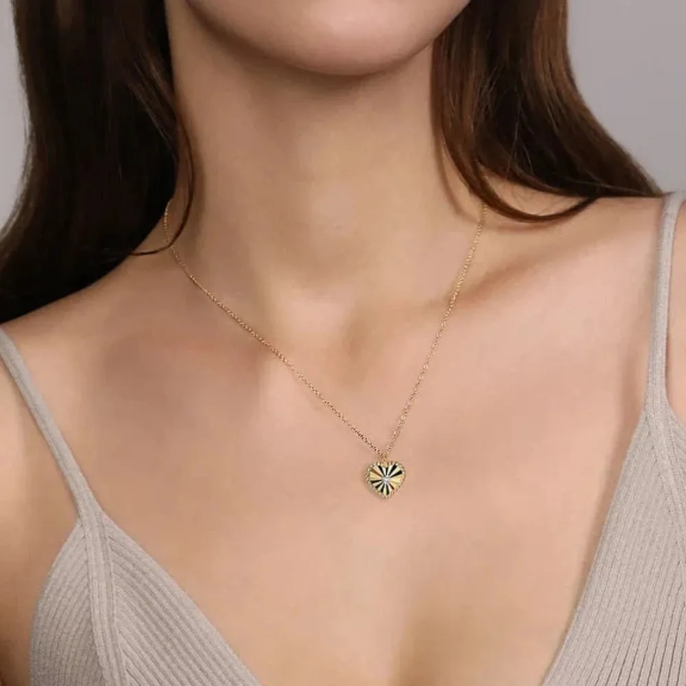 14K Y Gold 0.01ctw Dia Cut Heart Diamond Pendant