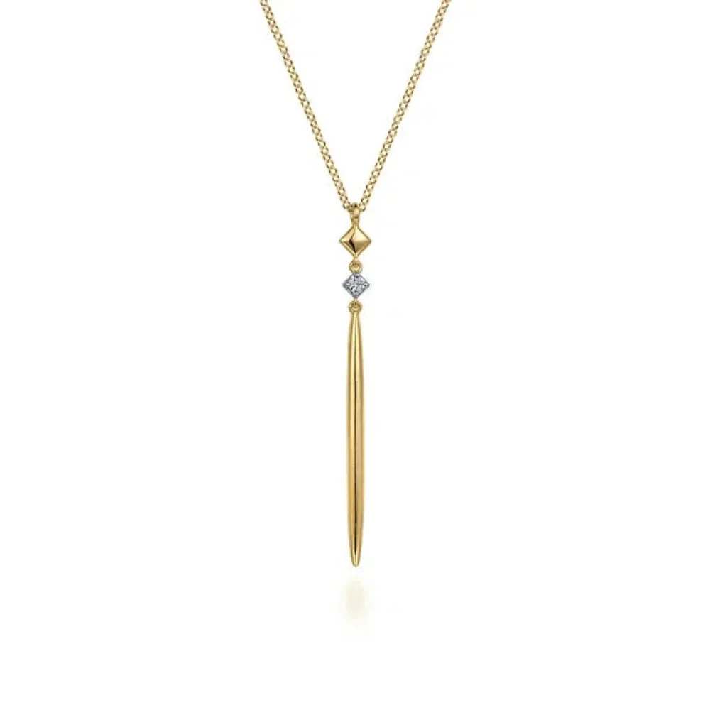 14K Y Gold 0.03ctw Diamond Long Drop Pendant