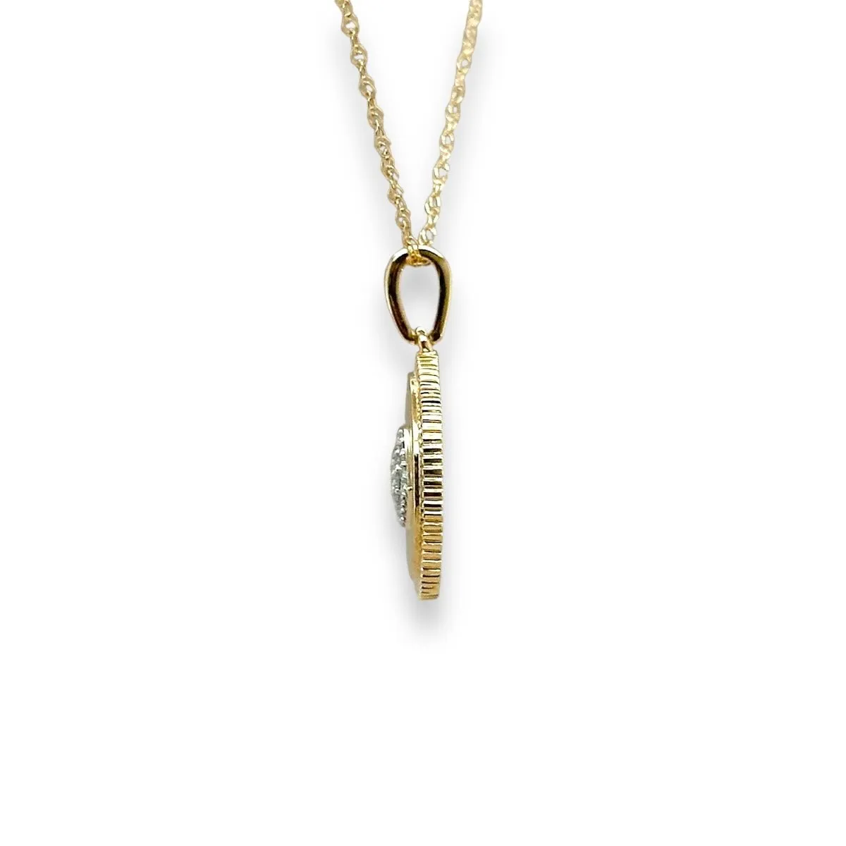 14K Y Gold 0.14ctw H/I1 Diamond  Eye Disc Pendant