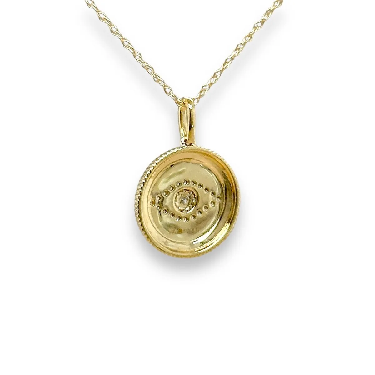 14K Y Gold 0.14ctw H/I1 Diamond  Eye Disc Pendant