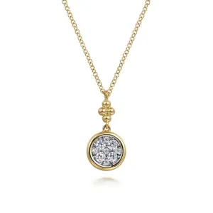 14K Y Gold 0.25cttw Round Diamond Cluster Pendant