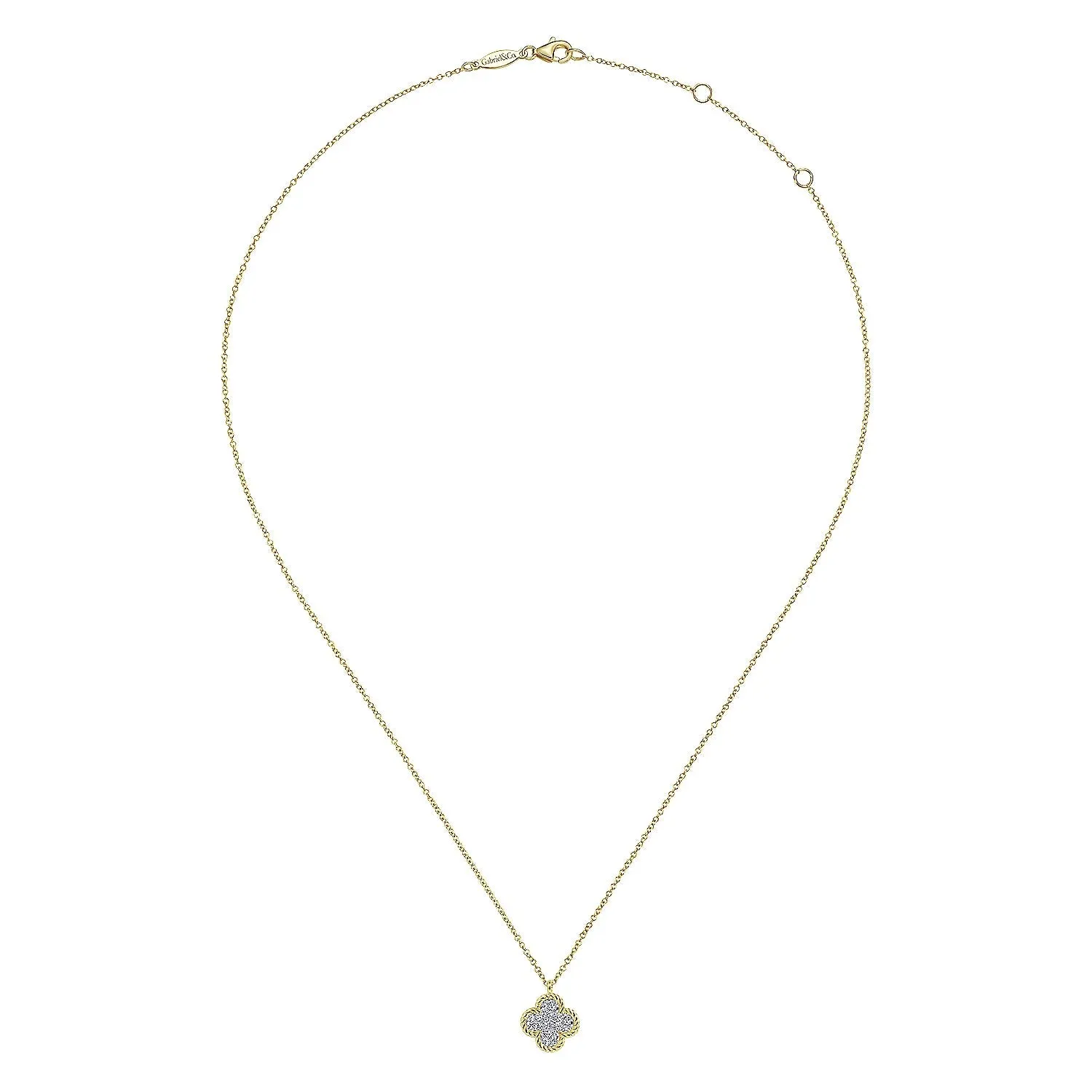 14K Y Gold 0.37cttw 5 Diamond Clover Shape Pendant
