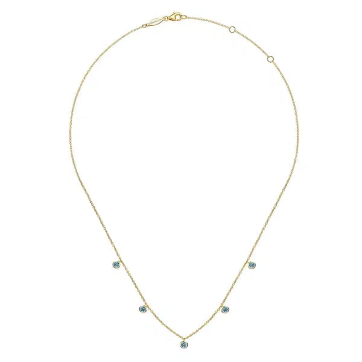 14K Y Gold  0.67ctw Blue Topaz Drop Necklace