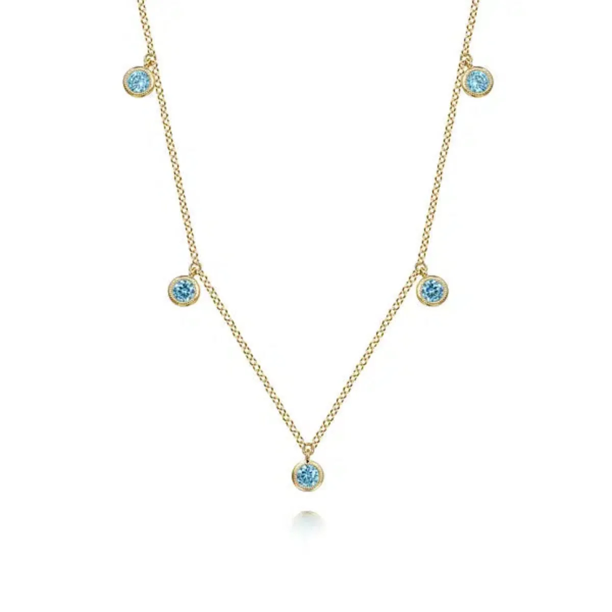 14K Y Gold  0.67ctw Blue Topaz Drop Necklace