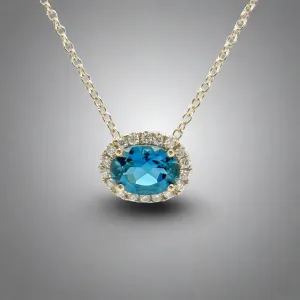 14K Y Gold 0.77ct Oval Tourmaline & 0.10ctw H/SI2 Diamond Pendant