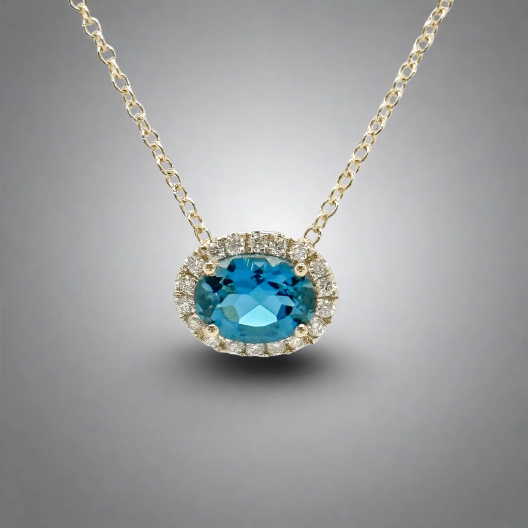 14K Y Gold 0.77ct Oval Tourmaline & 0.10ctw H/SI2 Diamond Pendant