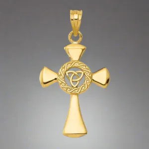 14K Y Gold 33mm Celtic Cross with Scroll