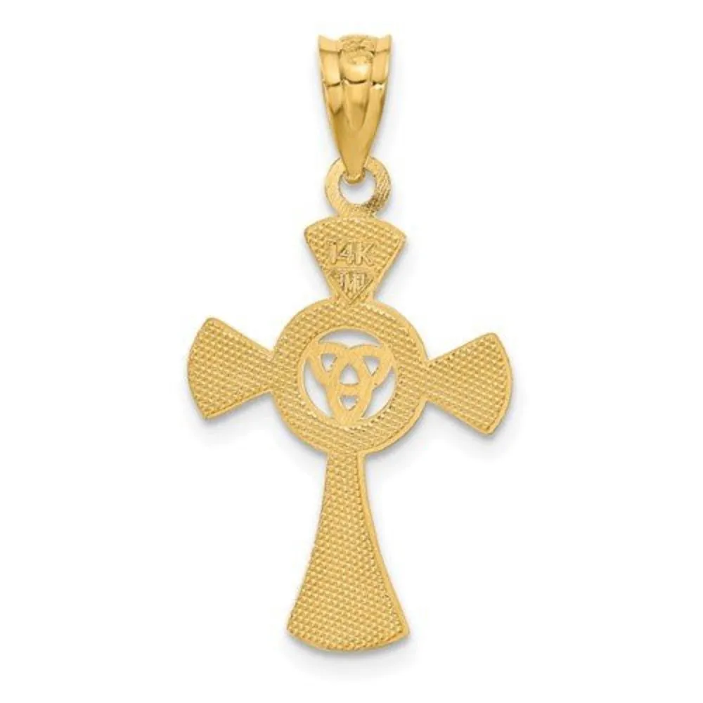 14K Y Gold 33mm Celtic Cross with Scroll
