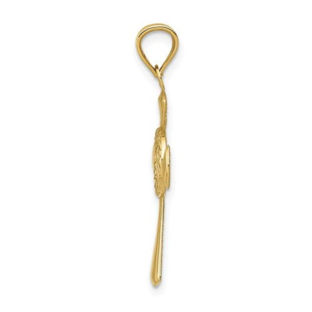 14K Y Gold 33mm Celtic Cross with Scroll