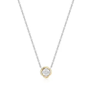 14K Y Gold and SS 0.10ctw Round Diamond Pendant