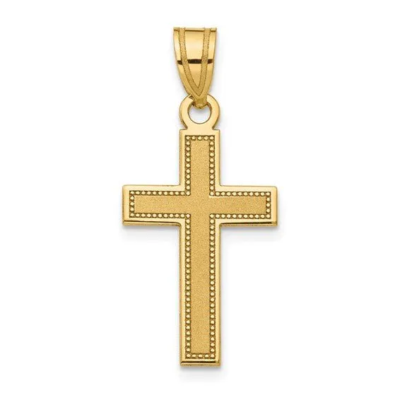 14K Y Gold Beaded Frame Cross