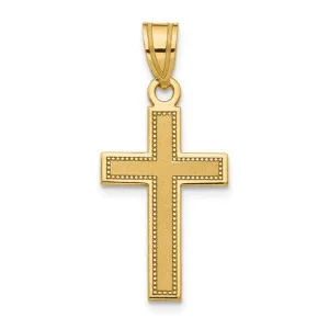 14K Y Gold Beaded Frame Cross