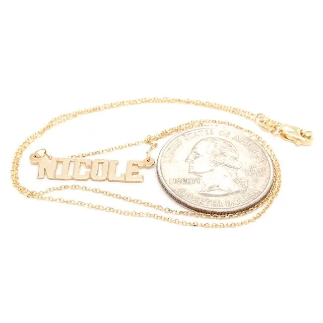14K Y Gold Block Font Name Necklace