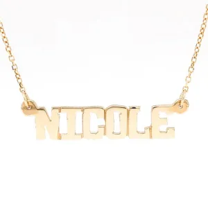 14K Y Gold Block Font Name Necklace