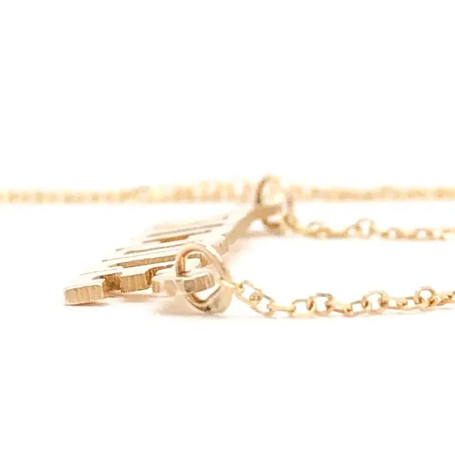 14K Y Gold Block Font Name Necklace