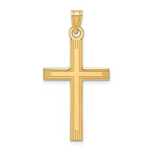 14K Y Gold Etched Cross 1.2grms