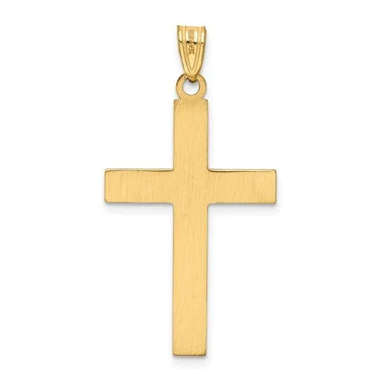 14K Y Gold Etched Cross