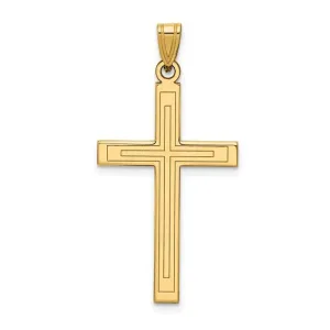 14K Y Gold Etched Cross