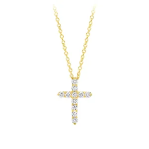 14K Y Gold H/SI2 0.50ctw Diamond Cross with Chain
