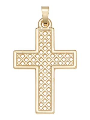 14K Y Gold Lattice Cross