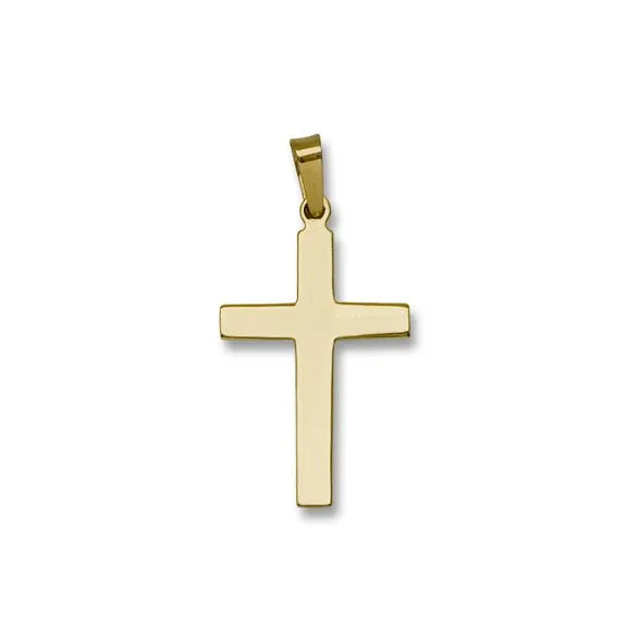 14K Y Gold Plain Solid Cross 1.5grms