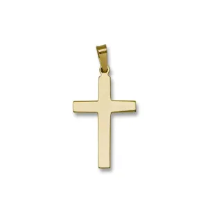 14K Y Gold Plain Solid Cross 1.5grms