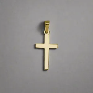 14K Y Gold Plain Solid Cross 19.5mm x 11mm