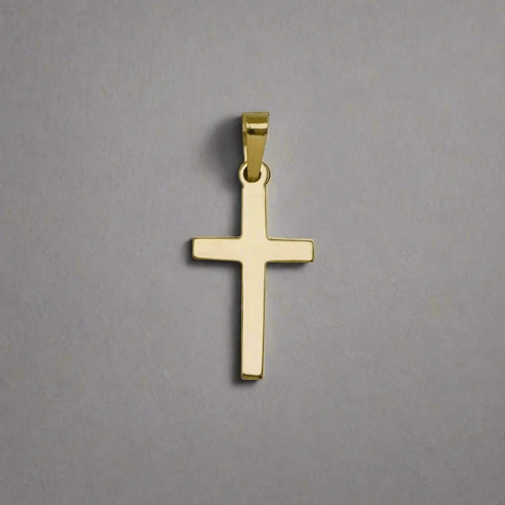 14K Y Gold Plain Solid Cross 19.5mm x 11mm