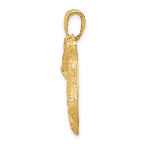 14K Y Gold Scroll Design Chai Pendant