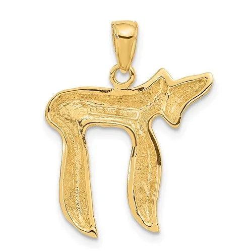 14K Y Gold Scroll Design Chai Pendant