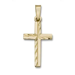 14K Y Gold Small Dia Cut Cross 0.6grms