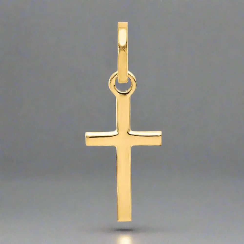 14K Y Gold Small Plain Cross 13mm x 6.5mm