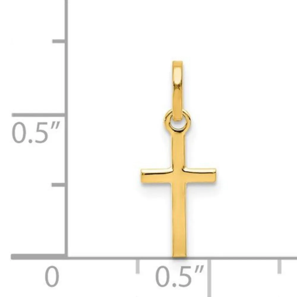 14K Y Gold Small Plain Cross 13mm x 6.5mm
