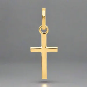 14K Y Gold Small Plain Cross 13mm x 6.5mm