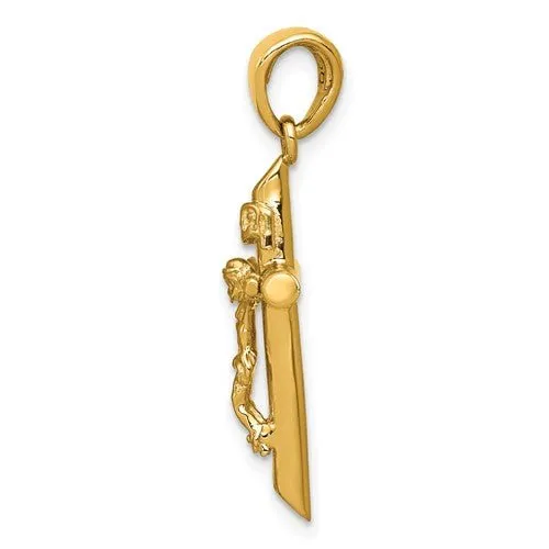 14K Y Gold Solid Crucifix 2.7grms