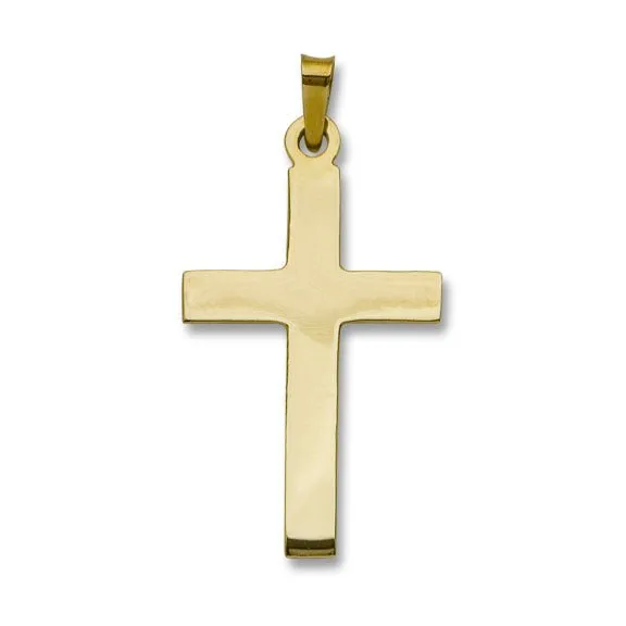 14K Y Gold Solid Plain Cross 28.1mm x 16.2mm