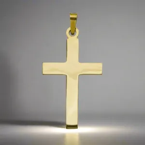 14K Y Gold Solid Plain Cross 28.1mm x 16.2mm