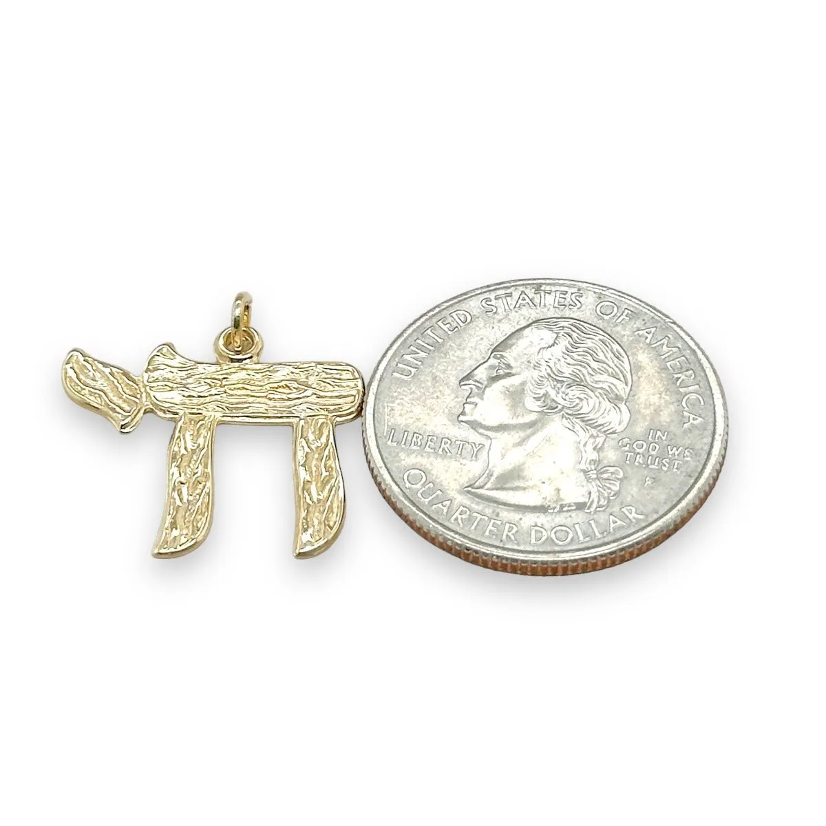 14K Y Gold Textured Chai Pendant