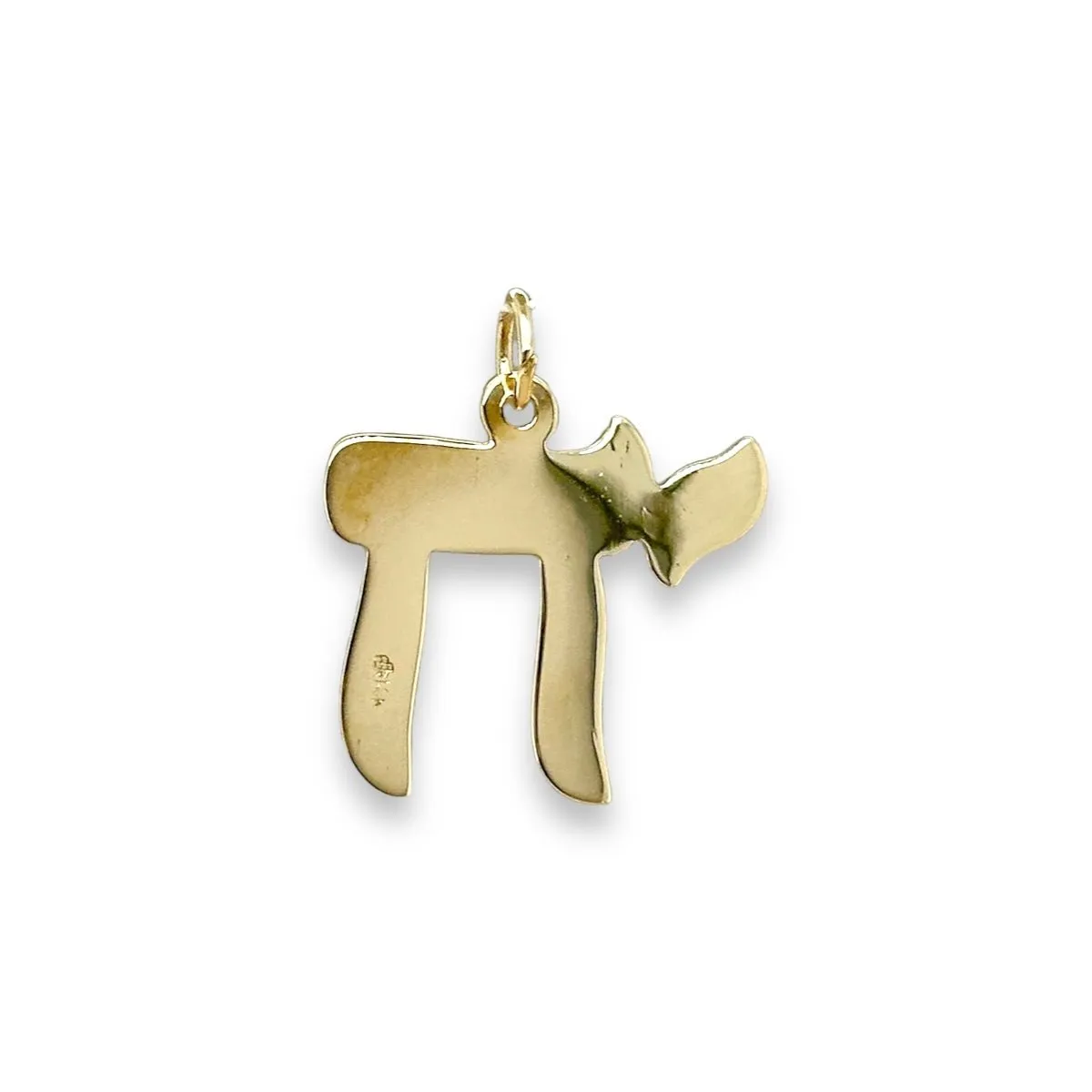 14K Y Gold Textured Chai Pendant