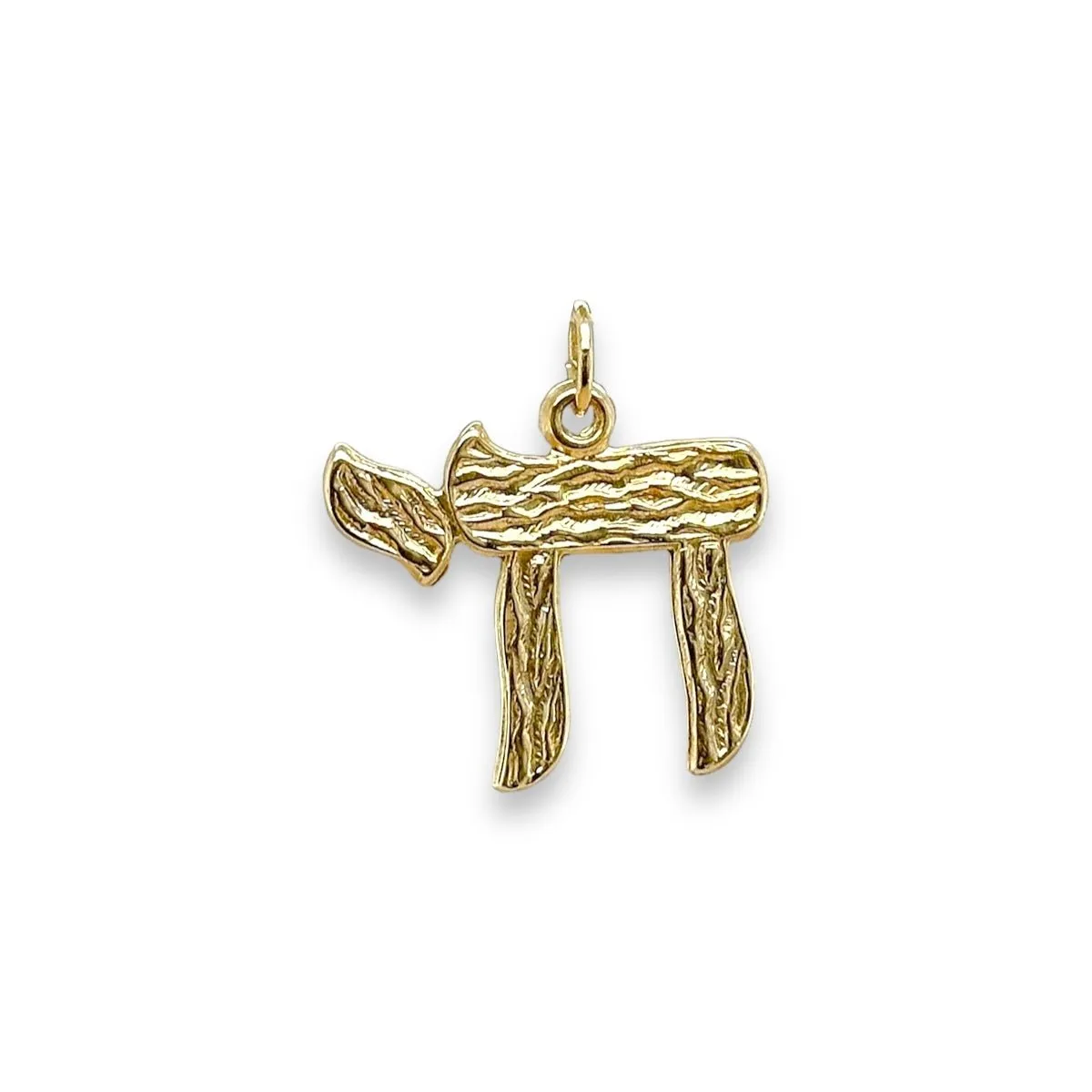14K Y Gold Textured Chai Pendant