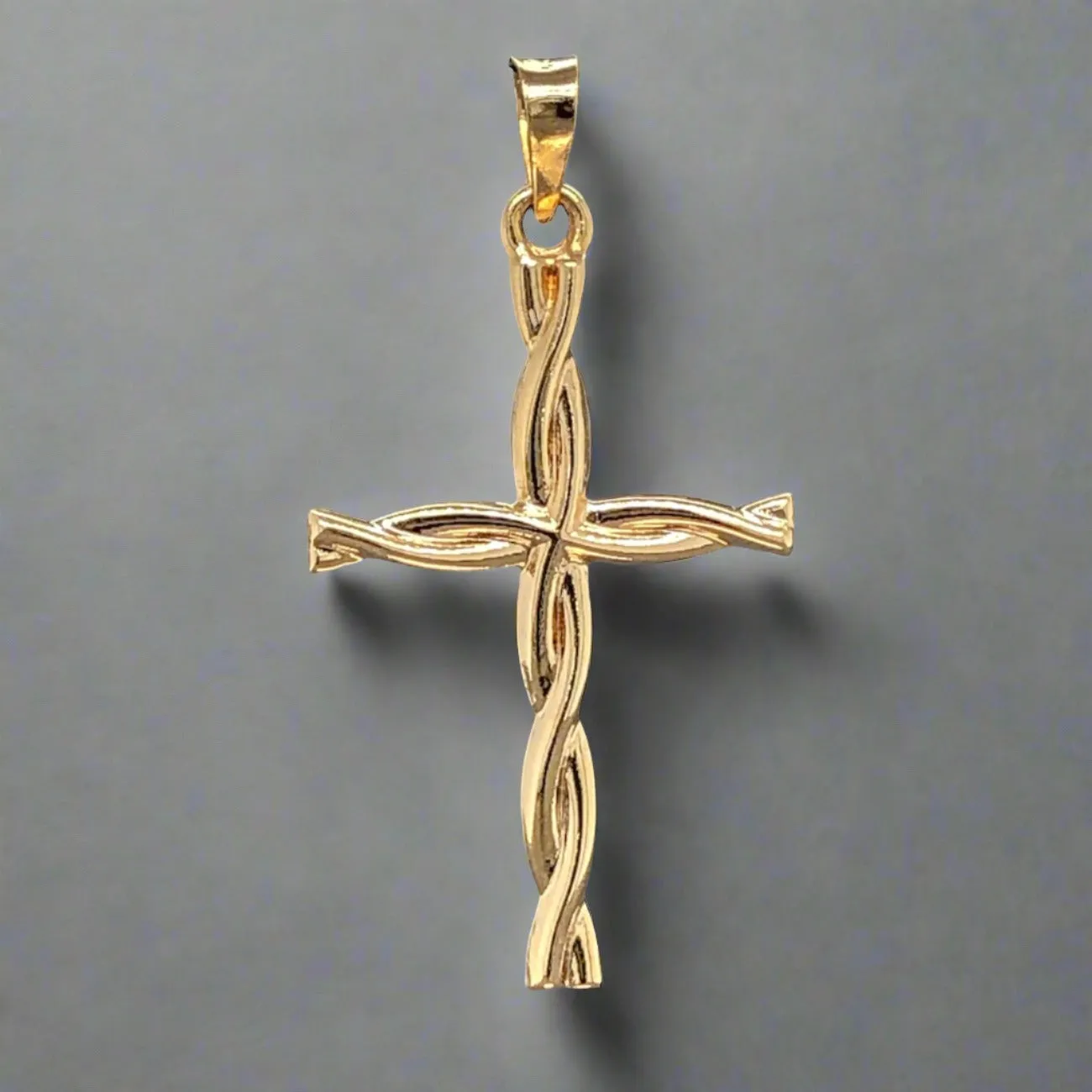 14K Y Gold Twisted Cross 7.9mm x 17mm