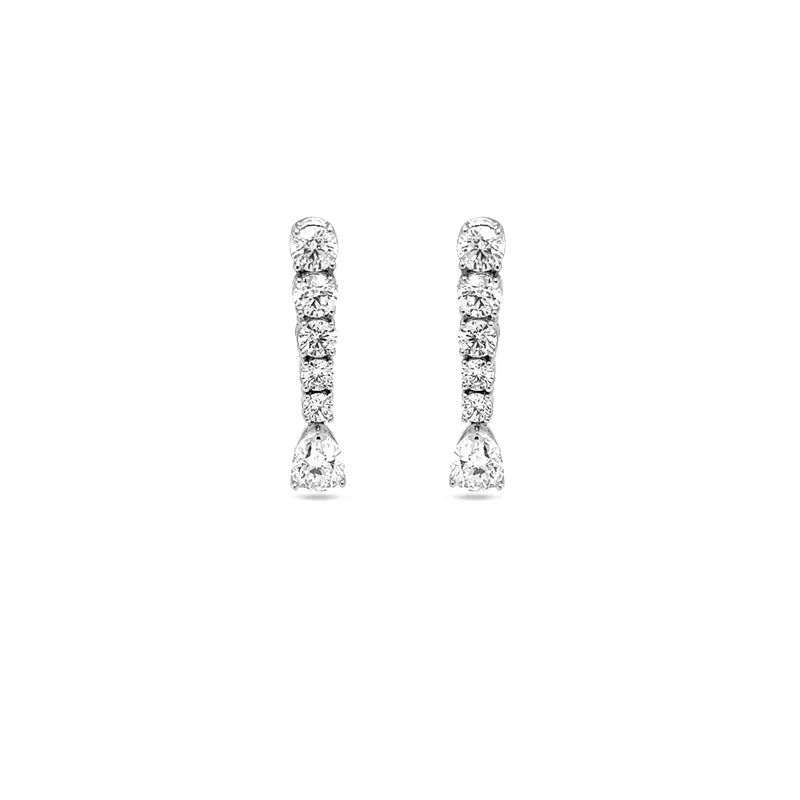 18CT WHITE GOLD DIAMOND DROP EARRINGS