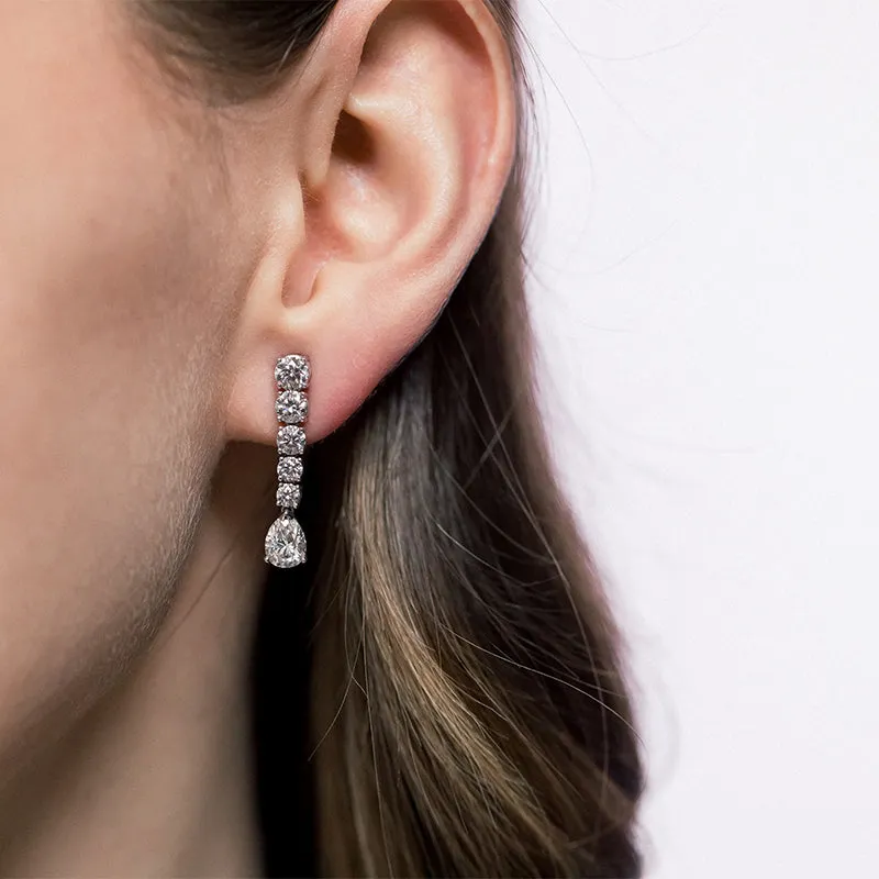 18CT WHITE GOLD DIAMOND DROP EARRINGS