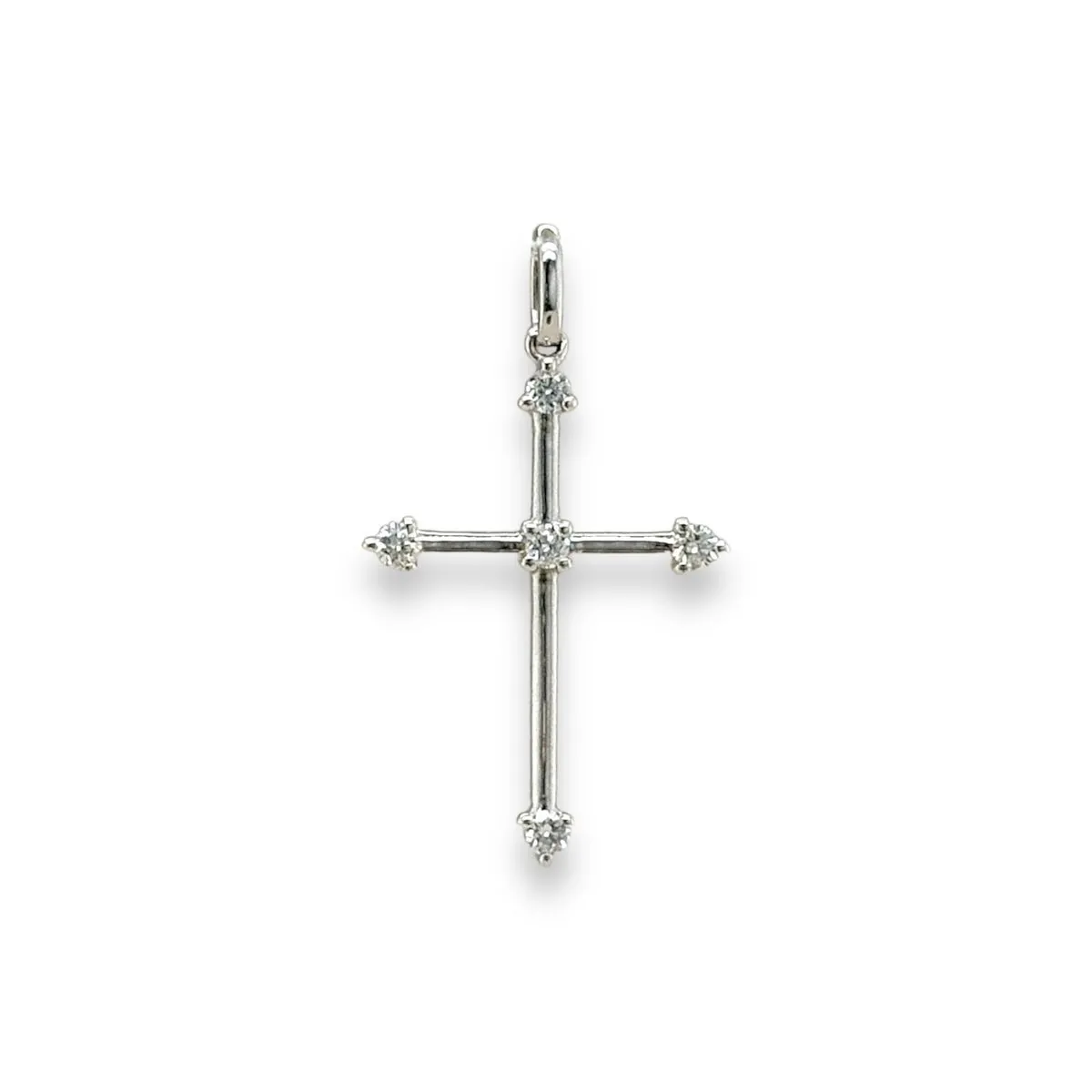 18K W Gold I/SI1 0.12ctw Diamond Cross
