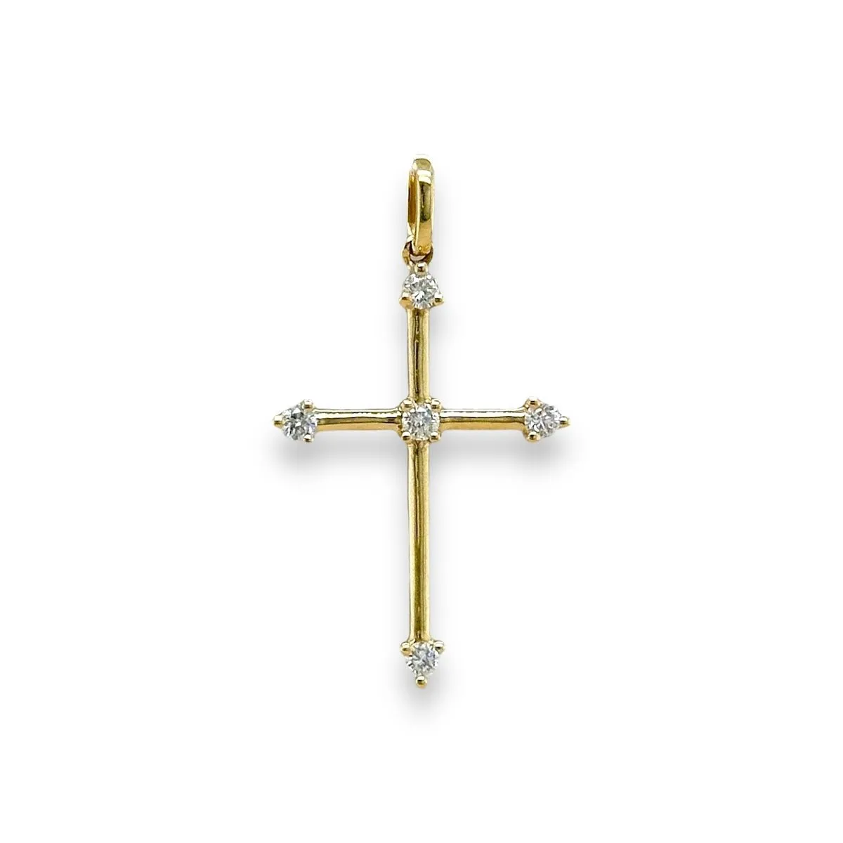 18K Y Gold G/SI1 0.12ctw Diamond Cross