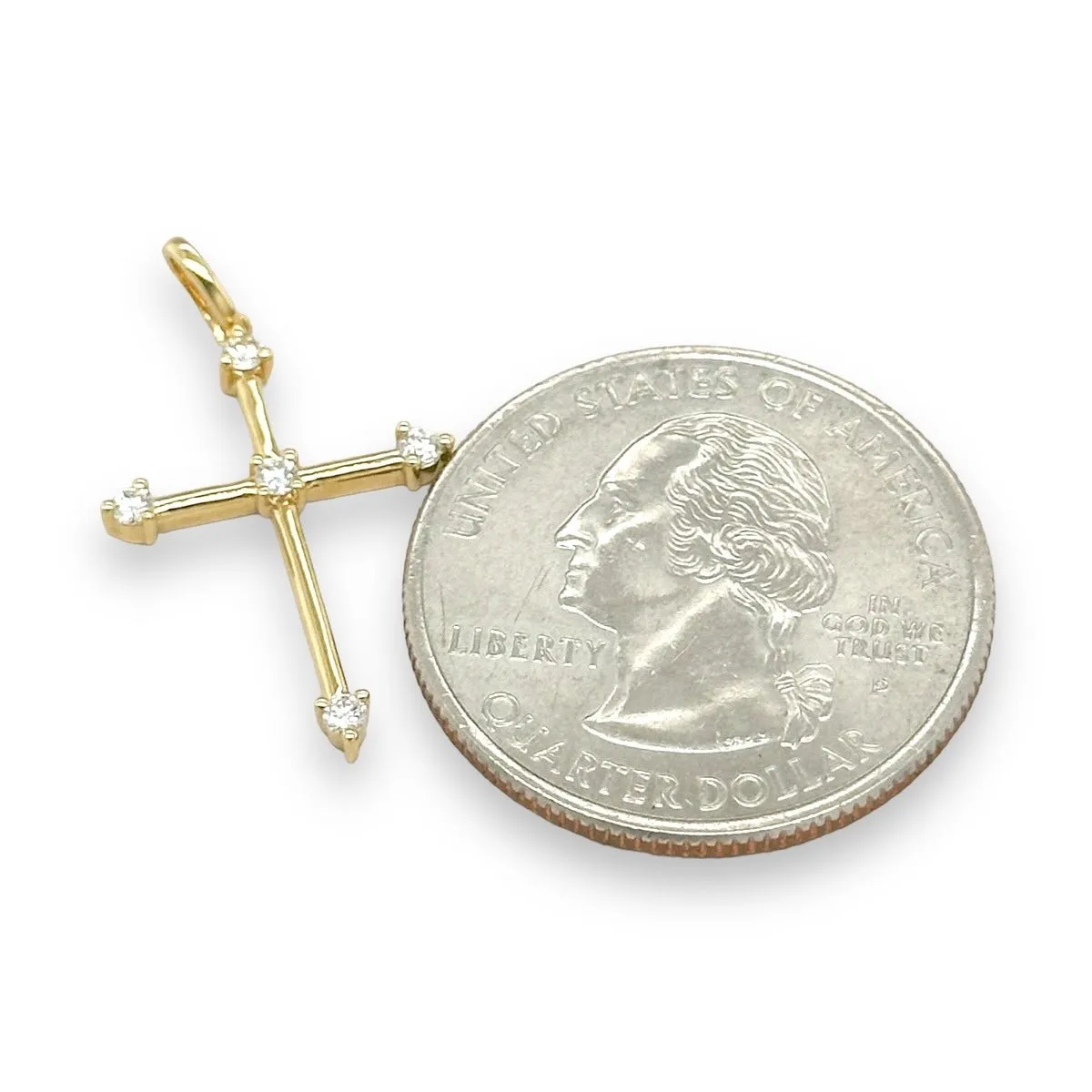 18K Y Gold G/SI1 0.12ctw Diamond Cross